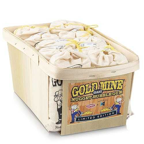 Old Fashioned Bubble Gum Candy: Fruit Flavor Chewing Gum in Individual Drawstring Bags by Espeez - Vintage Bulk Candy Packs for Parties and Special Events - Gold Mine Nugget Gum - 12 Giant Bags