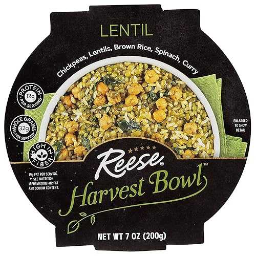 Reese Lentil Harvest Bowl | Chickpeas, Brown Rice, Spinach | High in Fiber & Protein (Pack of 8)