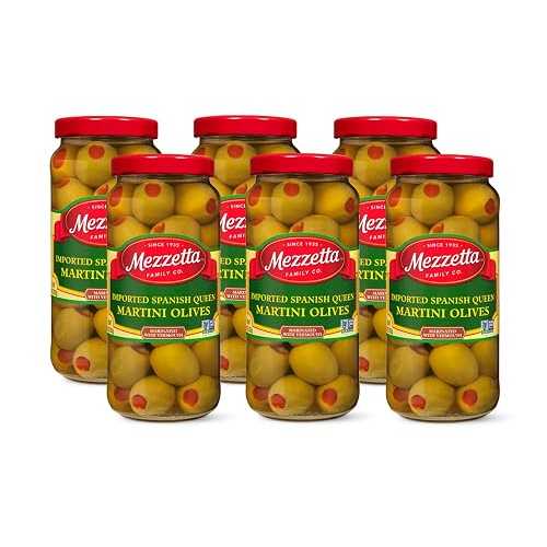 Mezzetta Super Colossal Spanish Queen Whole Green Olives - Firm, Juicy & Extra Large Imported from Spain - Ideal for Snacking & Martini Garnish - No Artificial Preservatives - 10 Oz Jar - Pack of 6|Glomarket