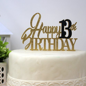 楽天市場 詳細のすべてハッピー13歳の誕生日ケーキトッパー ブラック ゴールド All About Details Happy 13th Birthday Cake Topper Black Gold Glomarket
