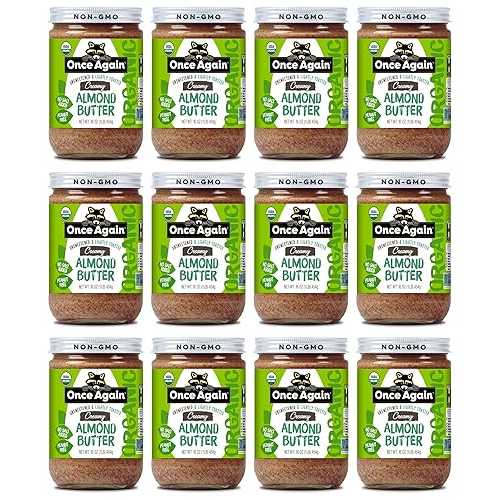 Once Again Organic Creamy Almond Butter, 16oz - Lightly Toasted - Salt Free, Unsweetened - USDA Organic, Gluten Free Certified, Peanut Free, Vegan, Kosher, Paleo - Glass Jar - Case of 12 43,675円