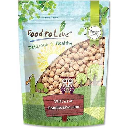 Food to Live - Garbanzo Beans, 5 Pounds Whole Dried Raw Chickpeas, Kosher, Vegan, Bulk, Sproutable, Low Sodium, Good Source of Dietary Fiber, Protein, Iron, Folate, and Thiamin
