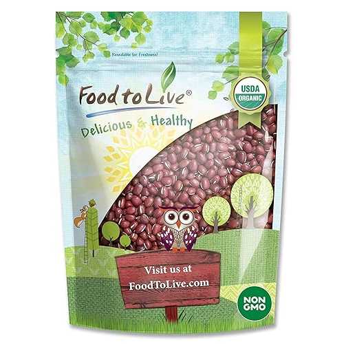 Food to Live Organic Adzuki Sprouting Beans, 5 Pounds ? Whole Raw Dried Azuki Beans (Red Mung Beans), Non-GMO, Kosher, and Vegan, Bulk Organic Beans