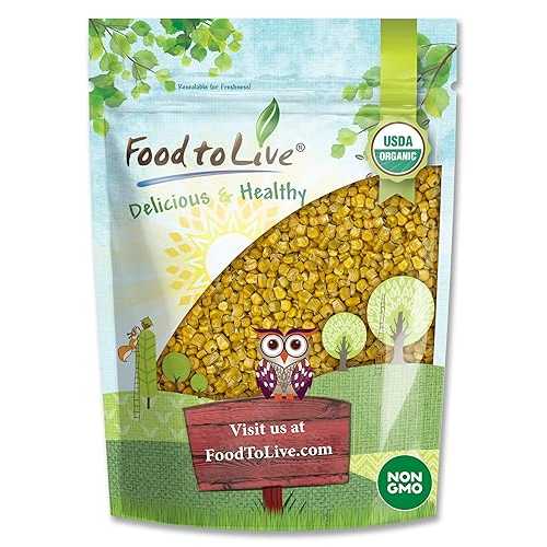 Food to Live Organic Super Sweet Corn, 1 Pound - Freeze-Dried Kernels, Non-GMO, Kosher, Healthy Snack, Bulk, Grown in the USA