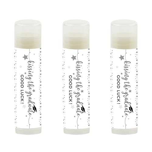 Andaz Press Black and White Graduation Party Collection, Lip Balm Favors Kissing the Graduate Good Luck!, 12-Pack