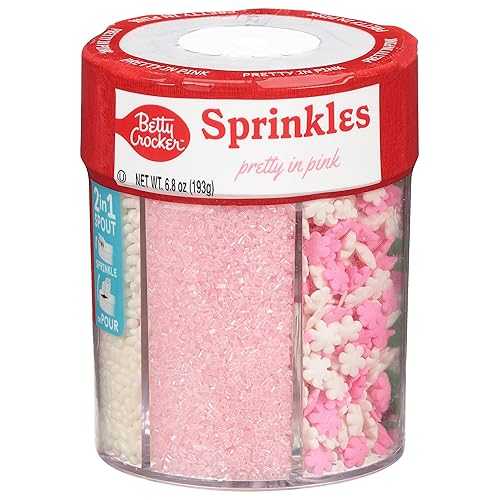 Betty Crocker 6 Cell Sprinkles, Pretty in Pink, Dessert Sprinkles for Cake, Cupcake, Cookies, Gender Reveal, Baby Showers, Pink and White Mix, 6.7 Oz画像