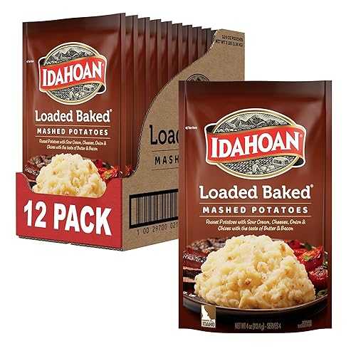 Idahoan Loaded Baked Mashed Potatoes, Made with Gluten-Free 100% Real Idaho Potatoes, 12 (4 Servings) Pouches