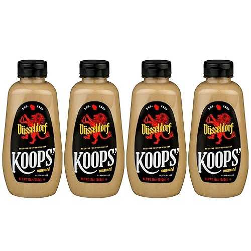 その他 Koops' Dusseldorf Mustard German-Style Bratwurst Mustard, Gluten-Free, Kosher, Made in USA, From Quality Mustard Seeds, Creamy and Traditional Bavarian Mustard 12 Oz, Pack of 4