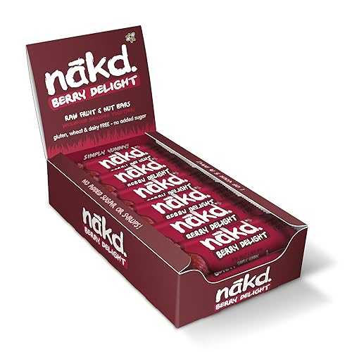 n・・kd. Nakd Bars, Berry Delight Raw Fruit and Nuts, Gluten Free, Vegan, 18 Count
