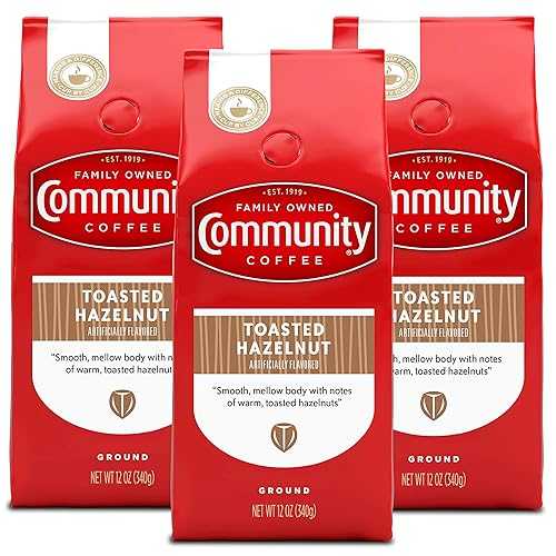 Community Coffee Toasted Hazelnut Flavored 36 Ounce, Medium Roast Ground Coffee, 12 Ounce Bag (Pack of 3)