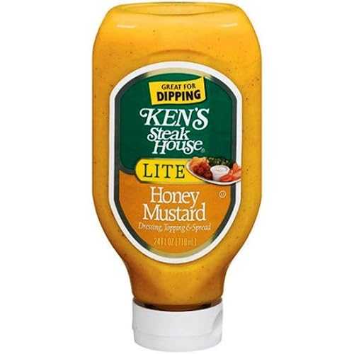 24 オンス スクイーズブル ボトル - ケンズ ステーキハウス ライト ハニー マスタード Kens 24 oz Squeezable Bottle - Ken's Steak House LITE Honey Mustard