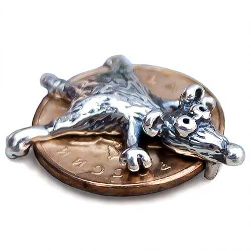 Mia Silver Studio Attract Money Amulet for Wallet Purse - Sterling Silver 925 - Cute Mouse Rat on Real Coin Charm - Wealth Abundance Talisman - Collectible Figurine Knick Knacks Jewelry