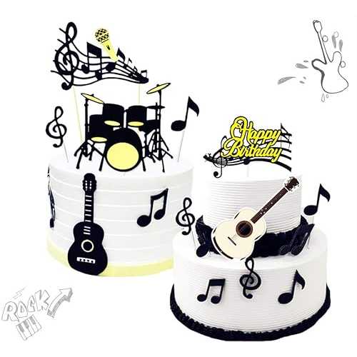 JeVenis Rock Star Cupcake Topper Music Notes Cupcake Toppers Guitar Cake Toppers for Musician Party Baby Shower画像