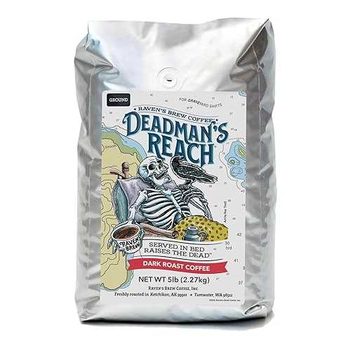Raven's Brew Coffee 12 oz - Dark Roast - High Speed Blend with a Sweet Bite (Ground, 5 LB)