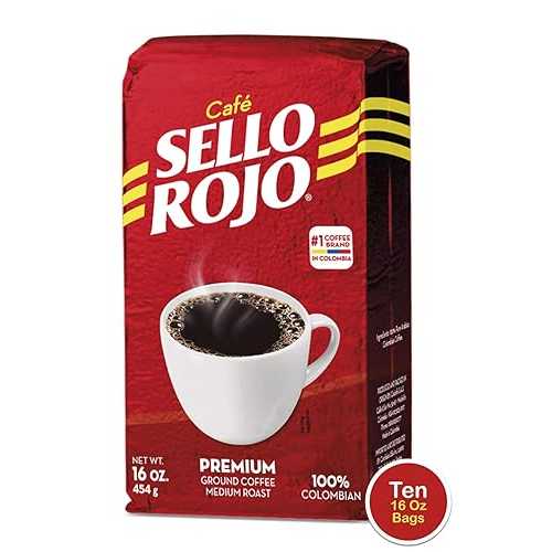 Sello Rojo, Tradicional Medium Roast Ground Coffee Bag, 16 oz, Pack of 10 26,833円