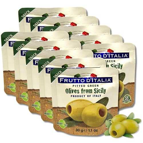 ??? ???? ?? ? ?? ??? ???, ?? 31g (10?) Frutto d'Italia Green Pitted Olives in Pouch, Unflavored 1.1 Ounce (Pack of 10)
