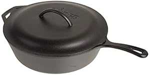 Lodge プレシーズドキャストディープスキレット 鉄カバーとアシストハンドル付き、5クォート、ブラック Lodge Pre-Seasoned Cast Deep Skillet with Iron Cover and Assist Handle, 5 Quart, Black｜Glomarket