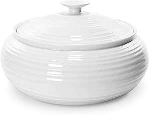Portmeirion Sophie Conran Low Covered Dish / 3 Qt. White Round Serving Dishware / Made from Fine Porcelain / Dishwasher and Microwave Safe / Perfect for Casserole