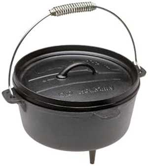 Old Mountain プレシーズド 4 クォート キャンプ オーブン フランジ付き蓋、脚、スパイラルベイルハンドル付き Old Mountain Pre Seasoned 4 Quart Camp Oven with Flanged Lid, Feet and Spiral Bail Handle 19,330円