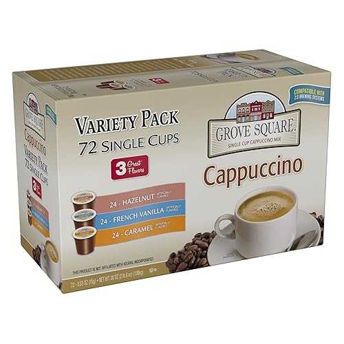 Grove Square カップチーノ ポッド、多種多様さ、シングル労務 (72 個風呂敷き包み) Grove Square Cappuccino Pods, Variety, Single Serve (Pack of 72)