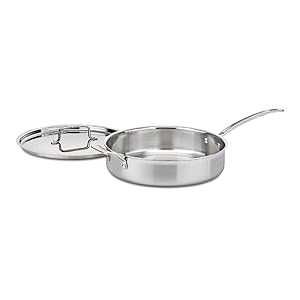Cuisinart MCP33-30HN MultiClad Pro Triple Ply 5.5-Quart Saute Skillet, Saut Pan w/Helper & Cover
