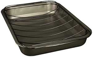 Good Cook ノンスティック ラージ ローストパン ラック付き 15 x 11インチ グレー Good Cook Nonstick Large Roast Pan with Rack, 15 x 11\