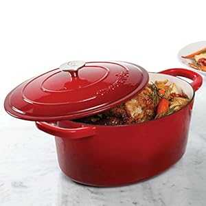Crock Pot Artisan 7QT オーバルダッチオーブン 赤いこと Crock Pot Artisan 7QT Oval Dutch Oven, Red