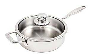 スイス ダイヤモンド プレミアム クラッド ソテーパン 蓋付き - 4.2 クォート (11 インチ)、シルバー Swiss Diamond Premium Clad Saute Pan W/Lid - 4.2 Qt. (11\