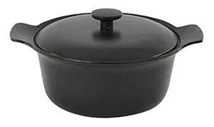 BergHOFF Ron Cast Iron Enamelled Round Covered Casserole, 36.5 x 30 x 15.5 cm, Black