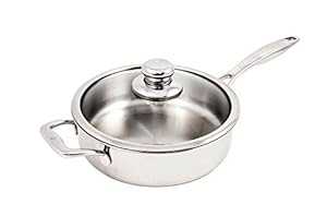 スイス ダイヤモンド プレミアム クラッド ソテーパン 蓋付き - 3.2 QT。(9.5インチ)、シルバー Swiss Diamond Premium Clad Saute Pan W/Lid - 3.2 QT. (9.5\