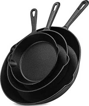 Utopia Kitchen 味付け済み鋳鉄フライパン仕掛ける 3 点 - 6 in、8 in、10 in鋳鉄仕掛ける - 黒いこと Utopia Kitchen Pre-Seasoned Cast Iron Skillet Set 3-Piece - 6 Inch, 8 Inch and 10 Inch Cast Iron Set - Black