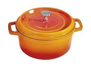 GET Heiss 軽量鋳造アルミニウム ダッチ オーブン、4.5 クォート、ラウンド、オレンジ GET Heiss Lightweight Cast Aluminum Dutch Oven, 4.5 Quart, Round, Orange