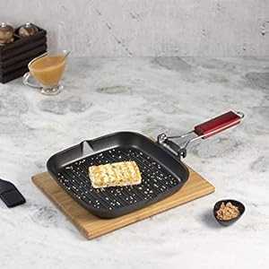 Wonderchef ダイキャスト ノンスティック アルミニウム 木製ハンドル インド料理 折りたたみ グリルパン 24cm ブラック Wonderchef Die Cast Non-Stick Aluminum Wooden Handle Indian Cooking Folding Grill Pan , 24cm, Black