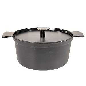 Ambiente SIXS24MO101 Six O'Clock Black Enamel Cast Iron Casserole and Lid, 24 cm