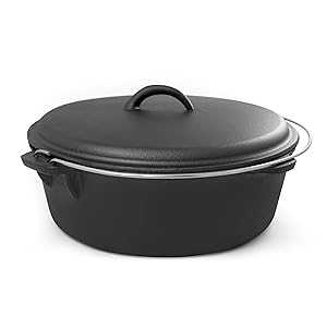 ExcelSteel 手持ち部分付き添い人、身寄り一皿分の料理や室外煖炉に至適 6 QT 鋳鉄キャンプダッチオーブン、黒いこと ExcelSteel with Handle, Perfect for Home Cooking and Outdoor Fireside 6 QT Cast Iron Camp Dutch Oven, Black