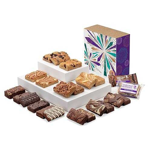 Fairytale Brownies Celebration Blondie & Sprite Combo Individually Wrapped Gourmet Chocolate Food Gift Basket - 3 Inch x 1.5 Inch Snack-Size Brownies and 3 Inch x 2 Inch Blondie Bars - 21 Pieces - Item CG382