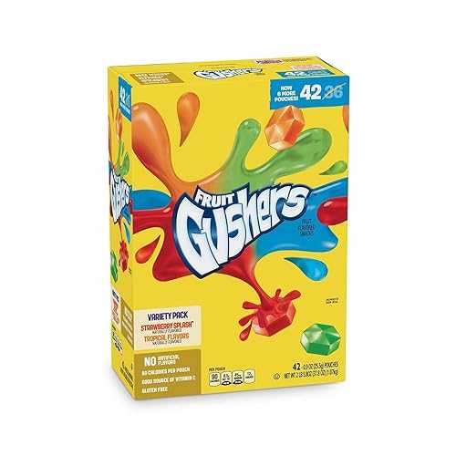 Gushers ストロベリー スプラッシュ アンド トロピカル フレーバー、0.8 オンス (42 個) (4 個パック) Gushers Strawberry Splash and Tropical Flavors, 0.8 Ounce (42 Count) (Pack of 4)画像