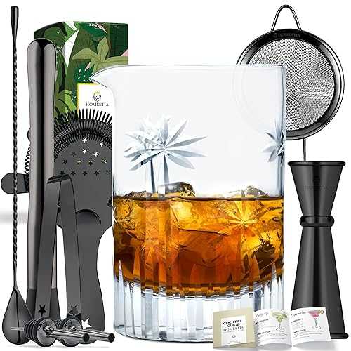 Homestia, Cocktail Mixing Glass Set Crystal Barware, Full Bar Set 9 PCS: 24薬局衡オンス Mixing Glass, 10\