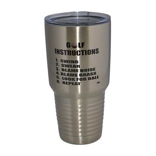 Rogue River Tactical Funny Golf Instructions 30薬局衡オンス Large Stainless Steel Travel Tumbler Mug Cup w/Lid Gift For Golfer Dad Grandpa Ball