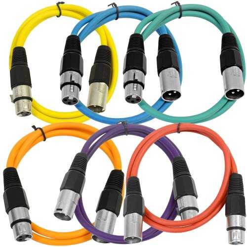 Seismic Audio SAXLX-2-6 2 フィート マルチカラー XLR オス - XLR メス パッチ ケーブル、バランス コードのパック Seismic Audio SAXLX-2-6 Pack of 2 Feet Multiple Color XLR Male to XLR Female Patch Cables, Balanced Cords