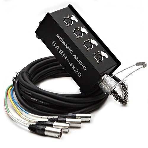Seismic Audio - SASH-4x20 - 4 チャンネル XLR 送信サブ スネーク ケーブル - 20 フィート Seismic Audio - SASH-4x20 - 4 Channel XLR Send Sub Snake Cable - 20 Feet