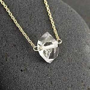 ゴールドフィル ハーキマー ダイヤモンド レイヤリング ネックレス 1石 Lotus Stone Design Gold Fill Herkimer Diamond Layering Necklace, 1 Stone