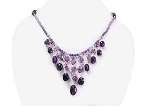 デザイナー アメジスト ビーズ レイヤリング ネックレス スターリング シルバー パーツ付き 16 インチ ハンドメイド ジュエリー anushruti Designer Amethyst Beaded Layering Necklace with Sterling Silver findings 16\