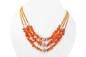 オレンジ カーネリアン ビーズ 手作り ネックレス スターリング シルバー 所見 16 インチ ジェムストーン ビーズ ジュエリー anushruti Orange Carnelian Beads Handmade Necklace Sterling Silver findings 16\