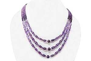 マルチストランド アメジスト ビーズ ネックレス スターリング シルバー ビーズと混合 16 インチ ジェムストーン ジュエリー anushruti Multi-Strand Amethyst Beaded Necklace Mixed with Sterling Silver Beads 16\