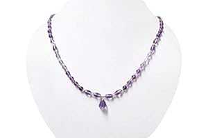 天然アメジストペンダントネックレスビーズストランドスターリングシルバー手作り宝石ジュエリー anushruti Natural Amethyst Pendant Necklace Beads Strand with Sterling Silver Handmade Gemstone Jewelry