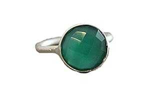 グリーン オニキス ジェムストーン スターリング シルバー リング 女性用 サイズ 6 Sophia Rose Jewellery Green Onyx Gemstone Sterling Silver Ring for Women size 6
