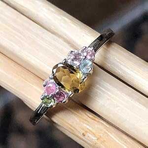 ナチュラル マルチカラー トルマリン 925 ソリッド スターリング シルバー リング サイズ 8 Natural Rocks by Kala Natural Multicolor Tourmaline 925 Solid Sterling Silver Ring Size 8