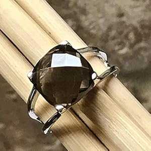 ナチュラル 5ct スモーキー トパーズ 925 ソリッド スターリング シルバー リング サイズ 7 Natural Rocks by Kala Natural 5ct Smoky Topaz 925 Solid Sterling Silver Ring Size 7｜Glomarket