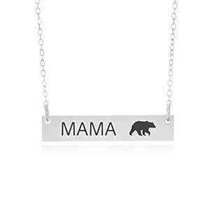 ママ ベア バー ネックレス - 上品な新しいママのネックレス、スターリングシルバー Gracefully Made Jewelry Mama Bear Bar Necklace - A Dainty New Mom Necklace, Sterling Silver